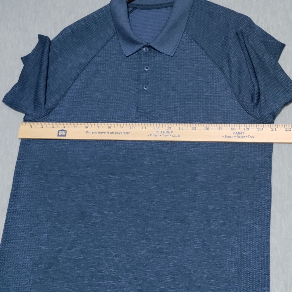 Lululemon Metal Vent Tech Golf Polo Shirt Mens Large Short Sleeve Blue Heather - Picture 8 of 11